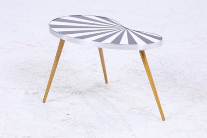 Vintage Nierentisch | Mid Century Blumentisch | Beistelltische Muster Schwarz Weiß 60er Jahre