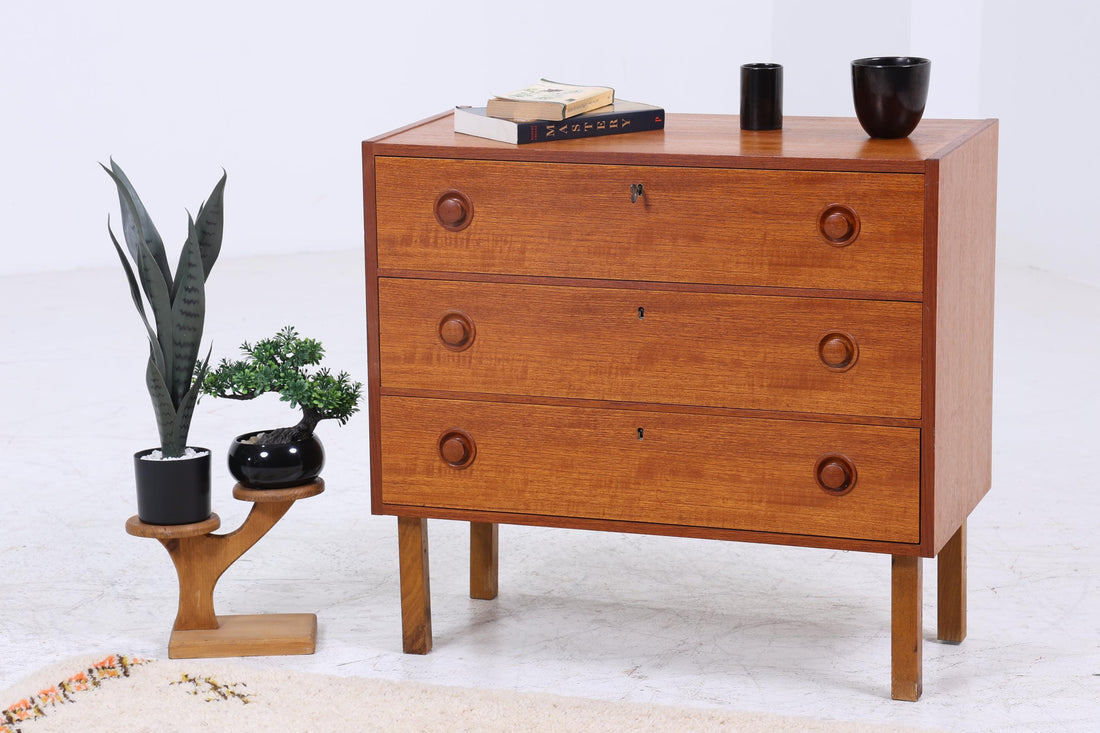 Wundervolle Teak Mid Century Kommode | Vintage Schubladen Schrank Holz Aufbewahrung 60er 70er