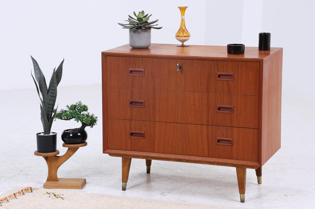 Wundervolle Teak Mid Century Kommode | Vintage Schubladen Schrank Holz Aufbewahrung 60er Jahre