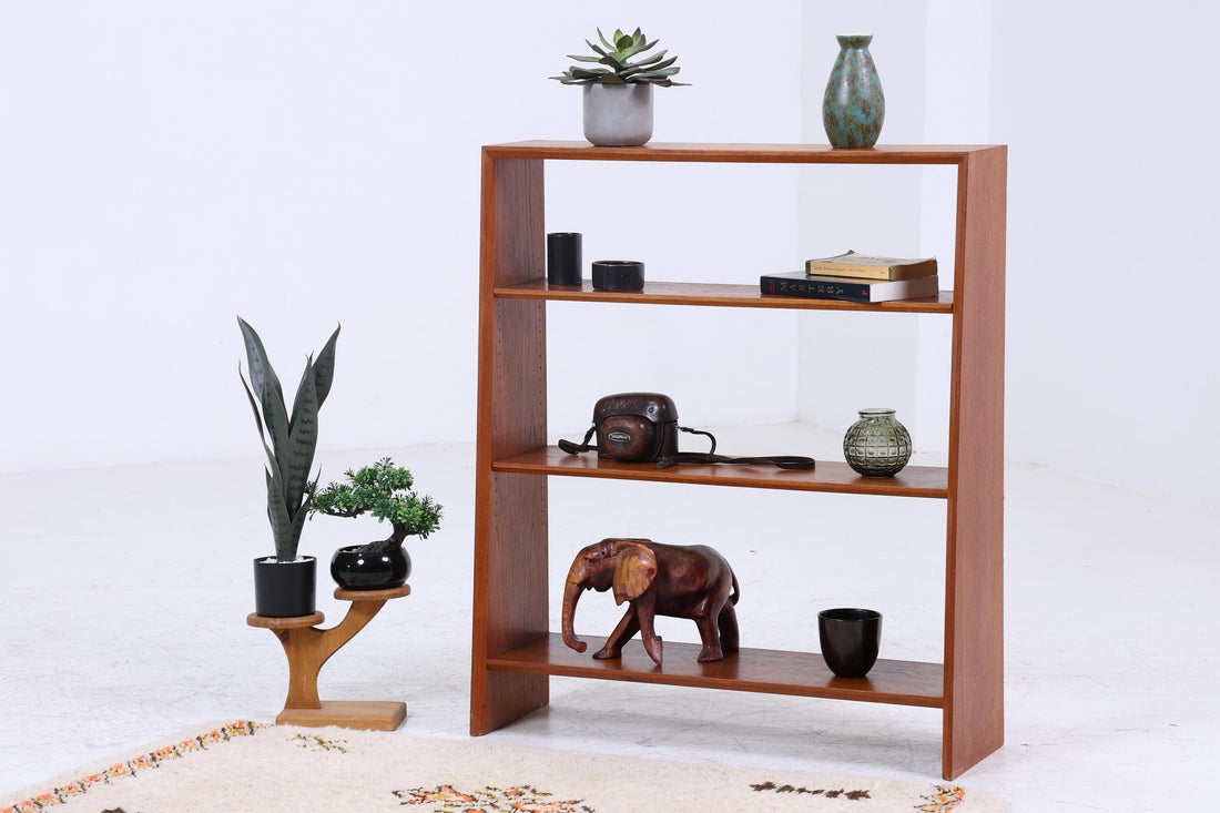 Kleines Vintage Teak Bücherregal | Mid Century Regal | 60er Retro Holz Aufbewahrung