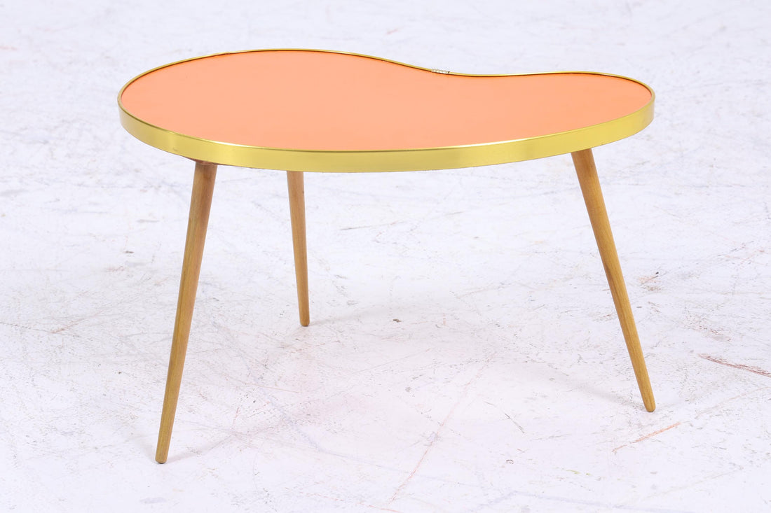 Vintage Nierentisch | Mid Century Blumentisch | Beistelltische Orange 60er Jahre