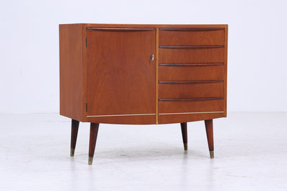 Vintage Teak Kommode mit ausziehbarer Schreibplatte | Mid Century Schubladen Schrank Holz Aufbewahrung 60er Jahre