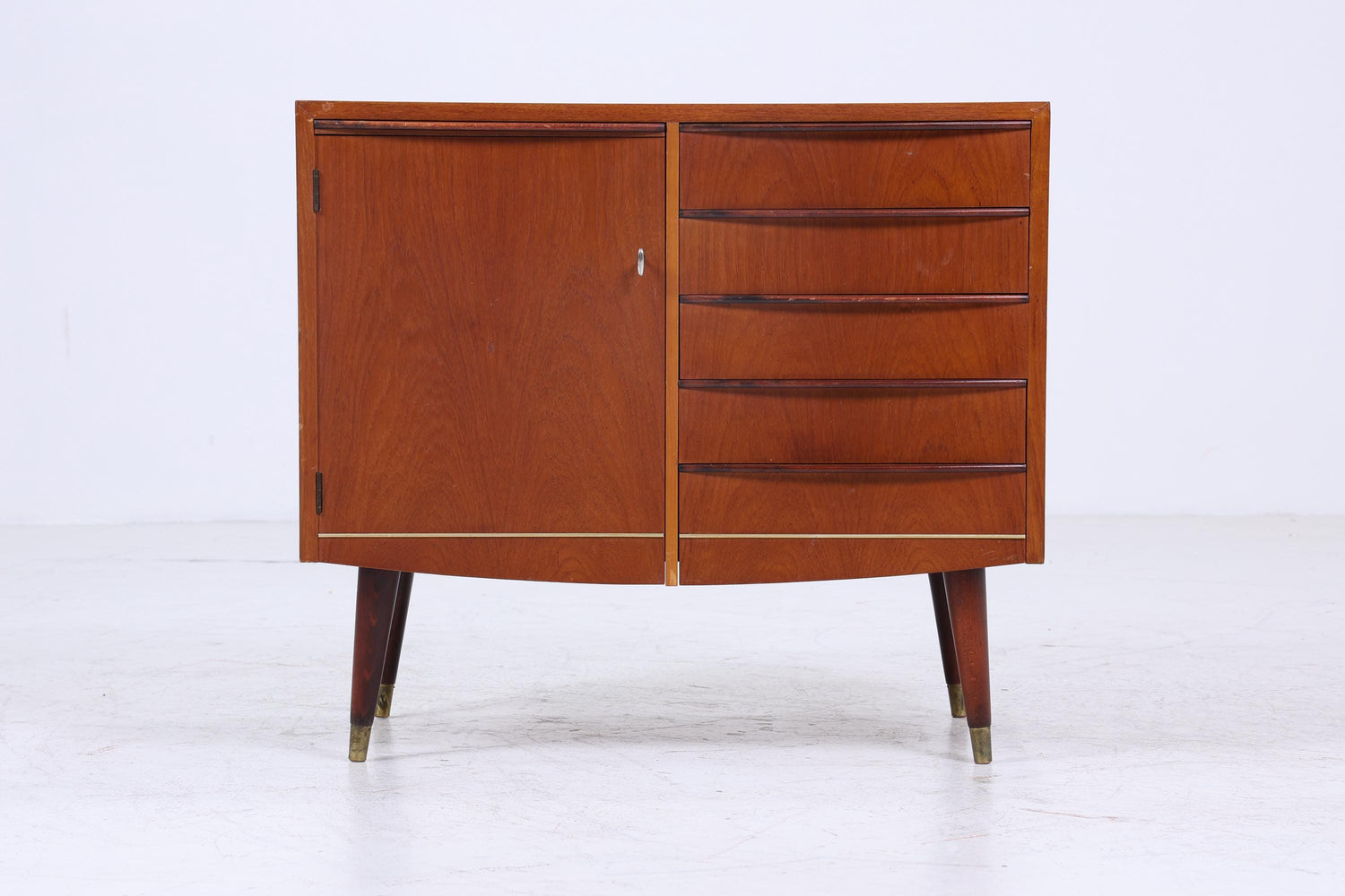 Vintage Teak Kommode mit ausziehbarer Schreibplatte | Mid Century Schubladen Schrank Holz Aufbewahrung 60er Jahre