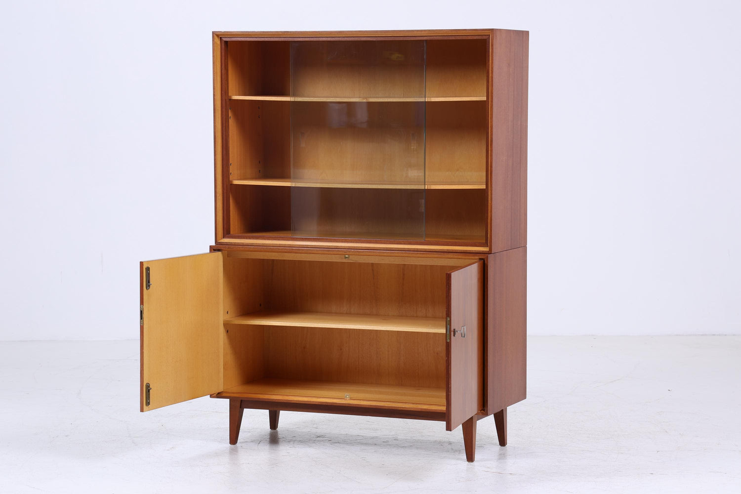 Vintage Vitrine 60er Jahre | Mid Century Schrank Retro Holz Aufbewahrung