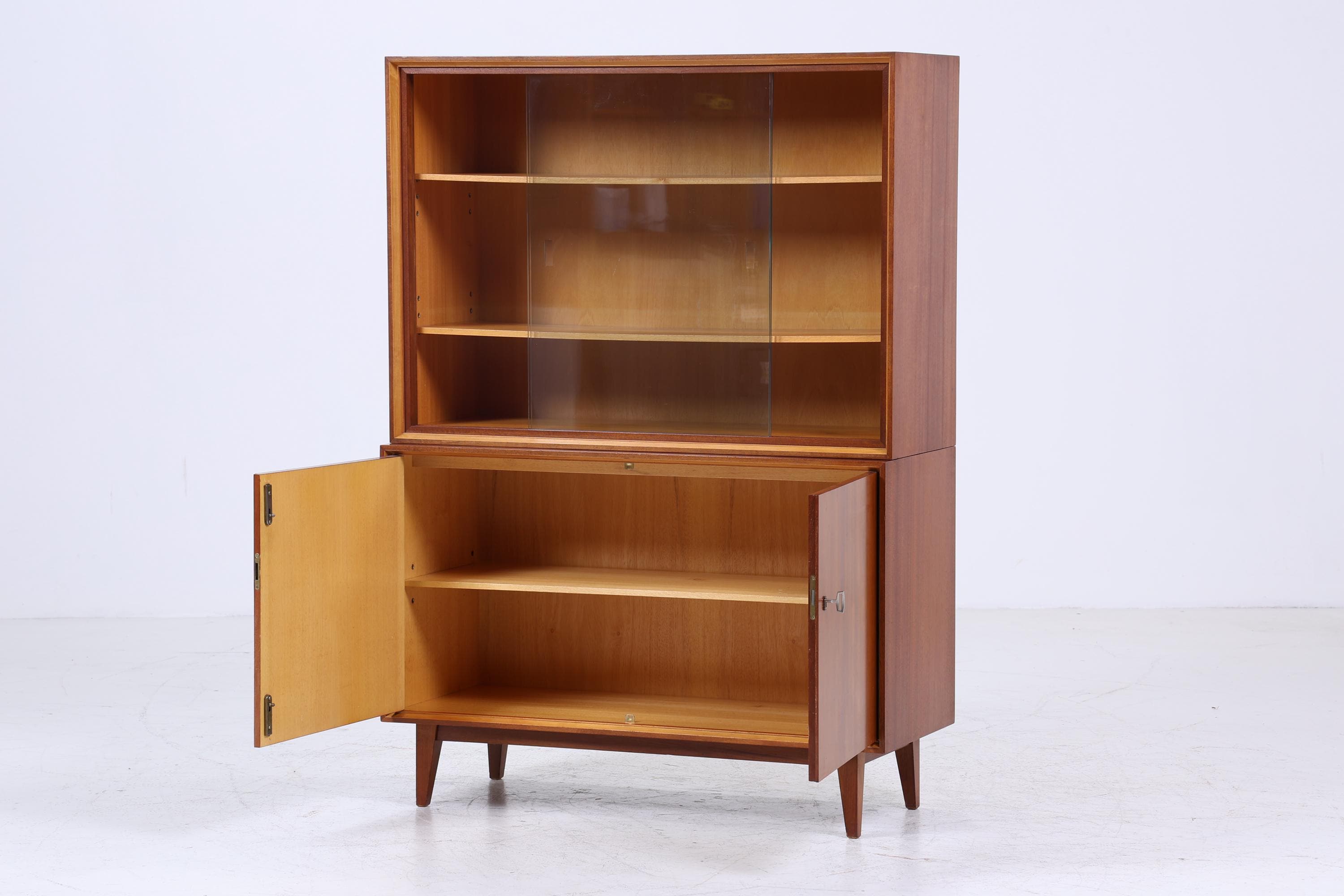 Vintage Vitrine 60er Jahre | Mid Century Schrank Retro Holz Aufbewahrung