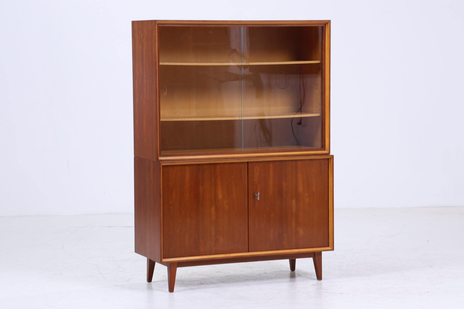 Vintage Vitrine 60er Jahre | Mid Century Schrank Retro Holz Aufbewahrung