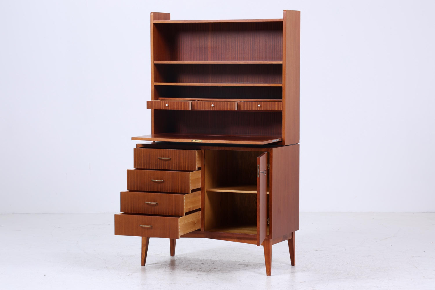 Vintage Regal 60er Jahre | Mid Century Regalschrank Schubladen Retro Holz Aufbewahrung