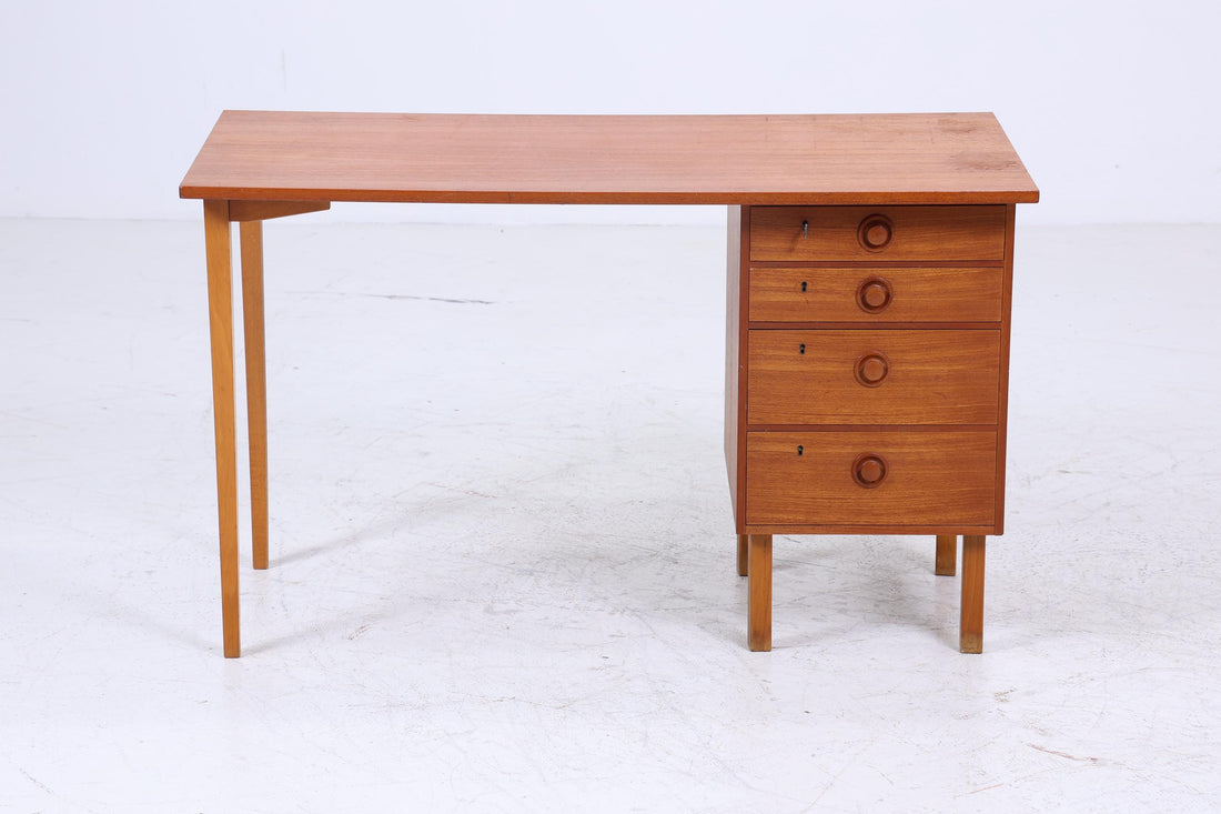 Vintage Teak Schreibtisch aus den 60ern | Mid Century Schubladen Arbeitstisch Bürotisch Tisch Retro Holz