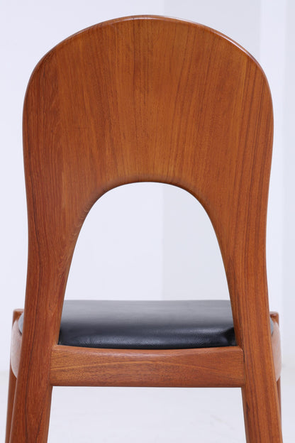 5 Vintage Teak Esszimmer Stühle von Niels Koefoed für Glostrup | Mid Century Stuhl 60er Jahre | Küchenstuhl Leder Bezug