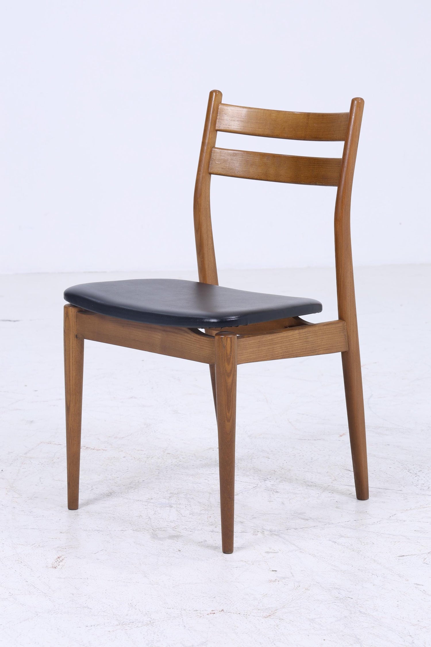 2 Vintage Teak Esszimmer Stühle | Mid Century Stuhl 60er Jahre | Küchenstuhl Leder Bezug