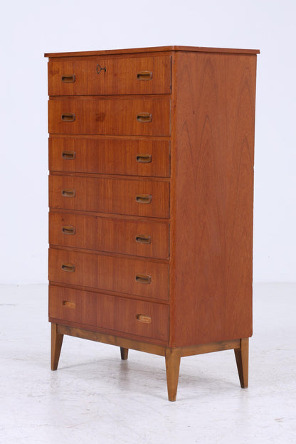 Vintage Teak Schubladen Kommode | Mid Century Schrank Holz Aufbewahrung 60er Jahre Herrenkommode