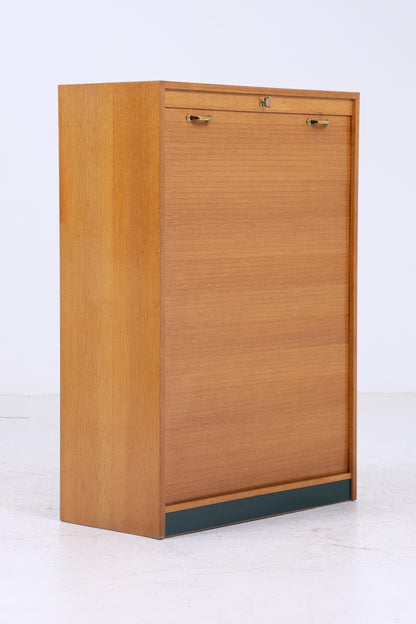 Vintage Rollladenschrank 60er Jahre | Mid Century Schrank Bücherschrank Highboard Holz Aufbewahrung Aktenschrank