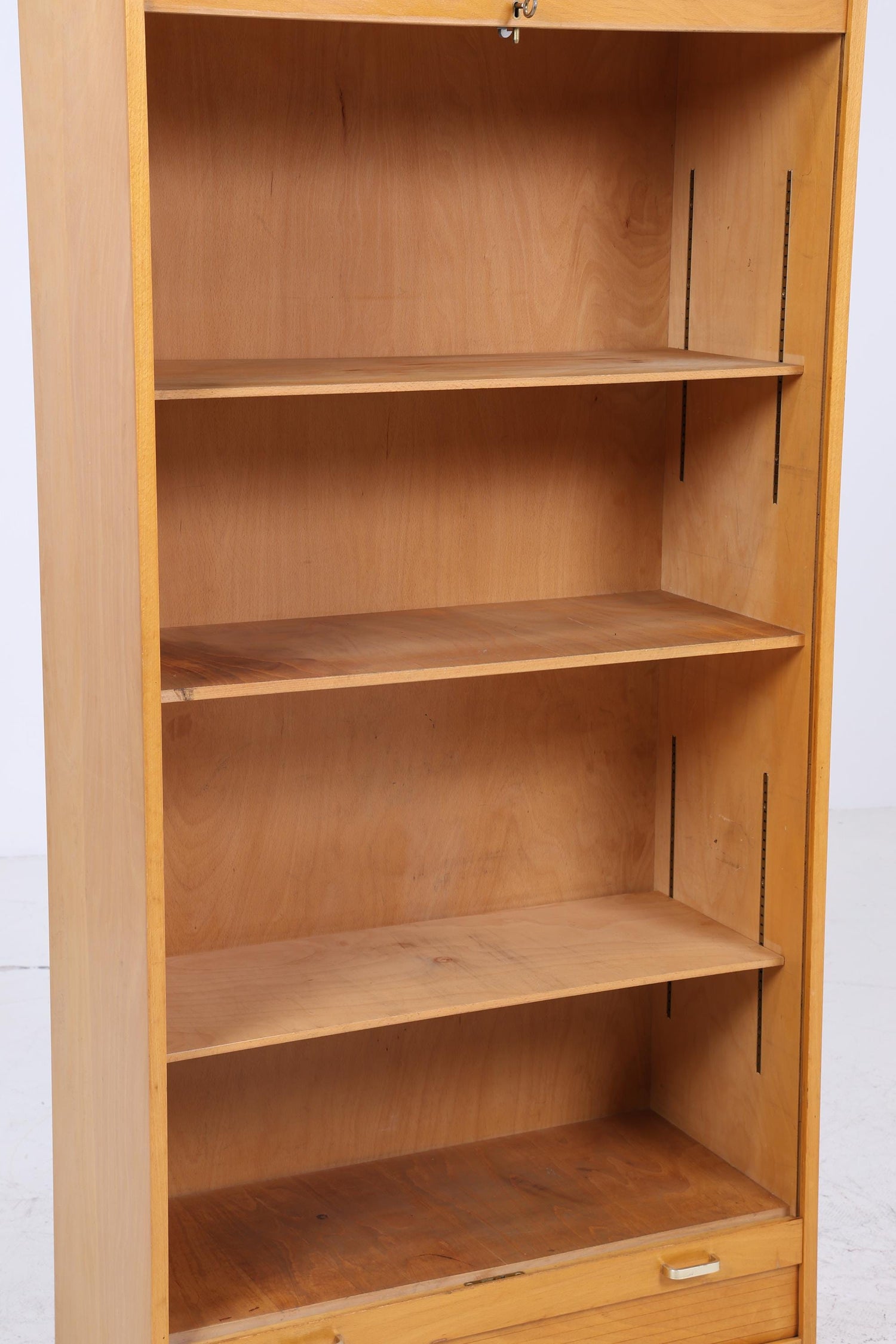 Vintage Rollladenschrank 60er Jahre | Mid Century Schrank Bücherschrank Highboard Holz Aufbewahrung Aktenschrank