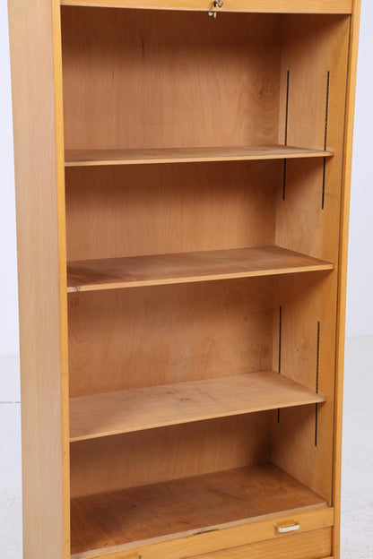 Vintage Rollladenschrank 60er Jahre | Mid Century Schrank Bücherschrank Highboard Holz Aufbewahrung Aktenschrank