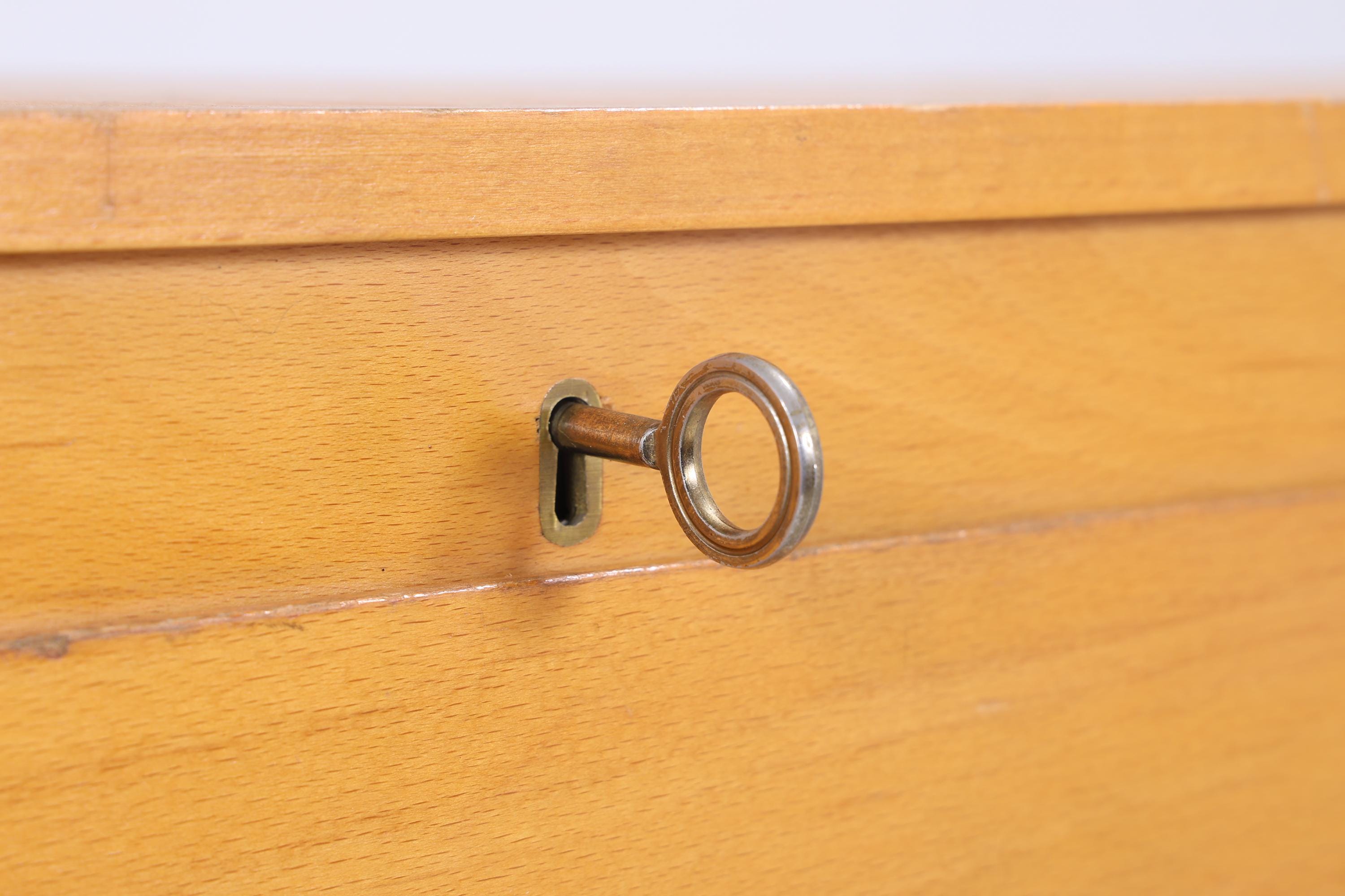 Vintage Rollladenschrank 60er Jahre | Mid Century Schrank Bücherschrank Highboard Holz Aufbewahrung Aktenschrank