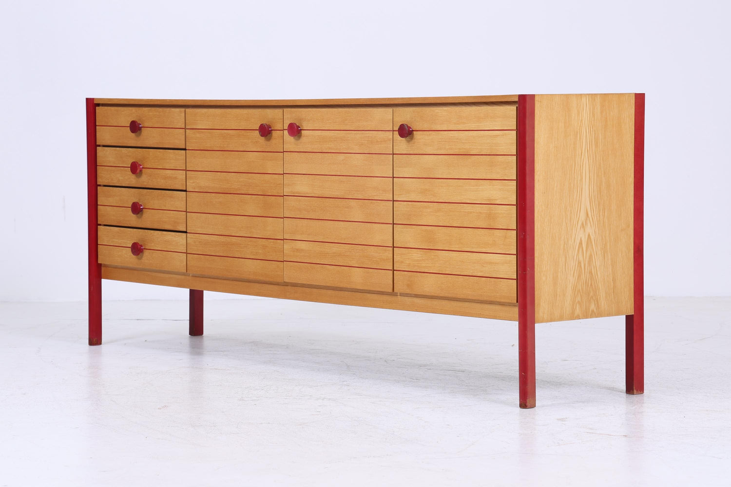 Vintage Sideboard 60er Jahre | Mid Century Schubladen TV Board mit Schubladen &amp; Fächern Retro Anrichte Holz Aufbewahrung