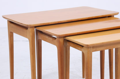 Vintage Satztische 60er Jahre | Mid Century Couchtische | 3 Beistelltische 60er Jahre Eckig Holz