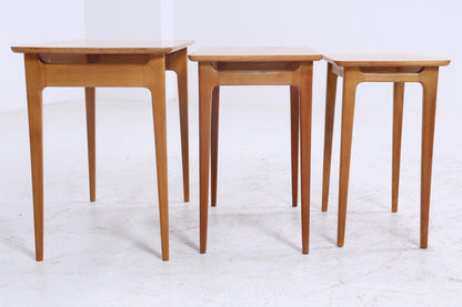 Vintage Satztische 60er Jahre | Mid Century Couchtische | 3 Beistelltische 60er Jahre Eckig Holz