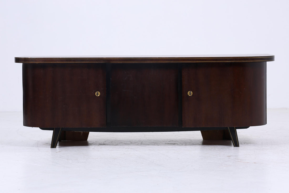 Dunkles Vintage Lowboard 60er Jahre | Mid Century Sideboard mit Fächern Retro Dunkel Holz