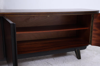 Dunkles Vintage Lowboard 60er Jahre | Mid Century Sideboard mit Fächern Retro Dunkel Holz