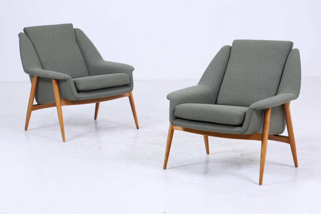 2 vintage armchairs by Wilhelm Knoll for Cassina 1960s | Mid-century design chair olive green retro wood living room 1970s