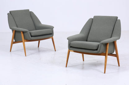 2 Vintage Armlehnsessel von Wilhelm Knoll für Cassina  60er Jahre | Design Mid Century Stuhl Olivgrün Retro Holz Wohnzimmer 70er