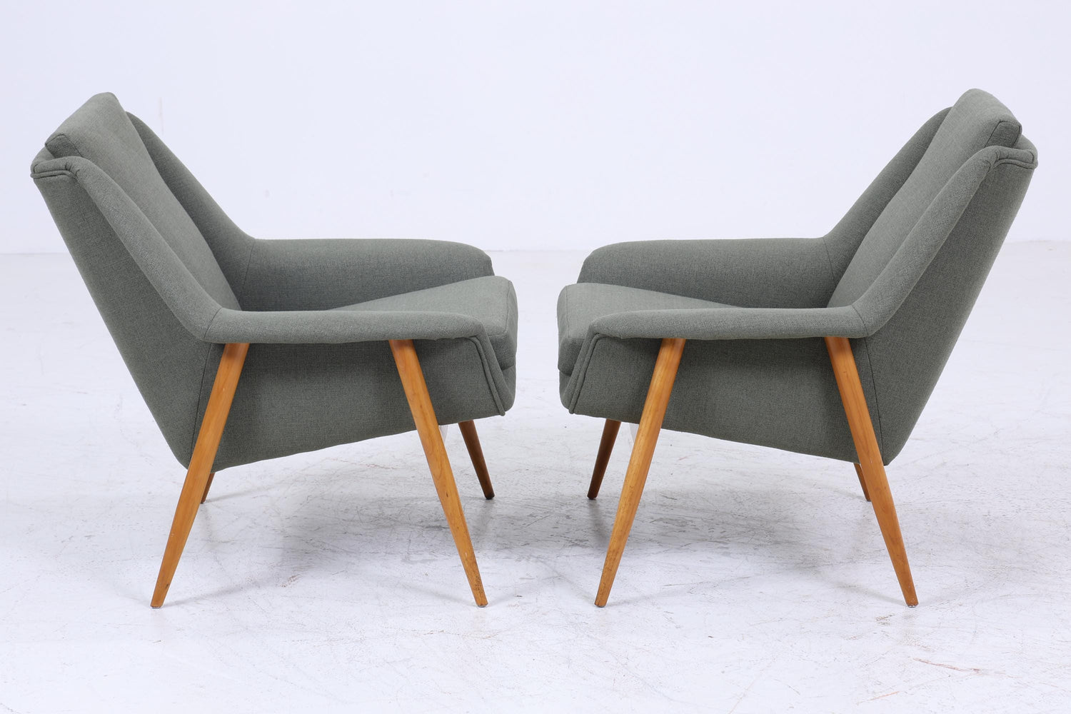 2 Vintage Armlehnsessel von Wilhelm Knoll für Cassina  60er Jahre | Design Mid Century Stuhl Olivgrün Retro Holz Wohnzimmer 70er