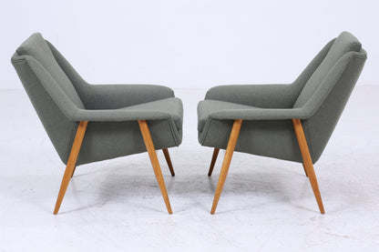 2 Vintage Armlehnsessel von Wilhelm Knoll für Cassina  60er Jahre | Design Mid Century Stuhl Olivgrün Retro Holz Wohnzimmer 70er