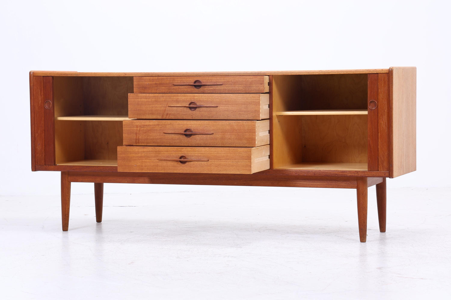 Vintage Teak Sideboard von Harry Ostergaard Lyby Mobler 60er Jahre | Mid Century Anrichte mit Schubladen &amp; Lamellentüren Holz