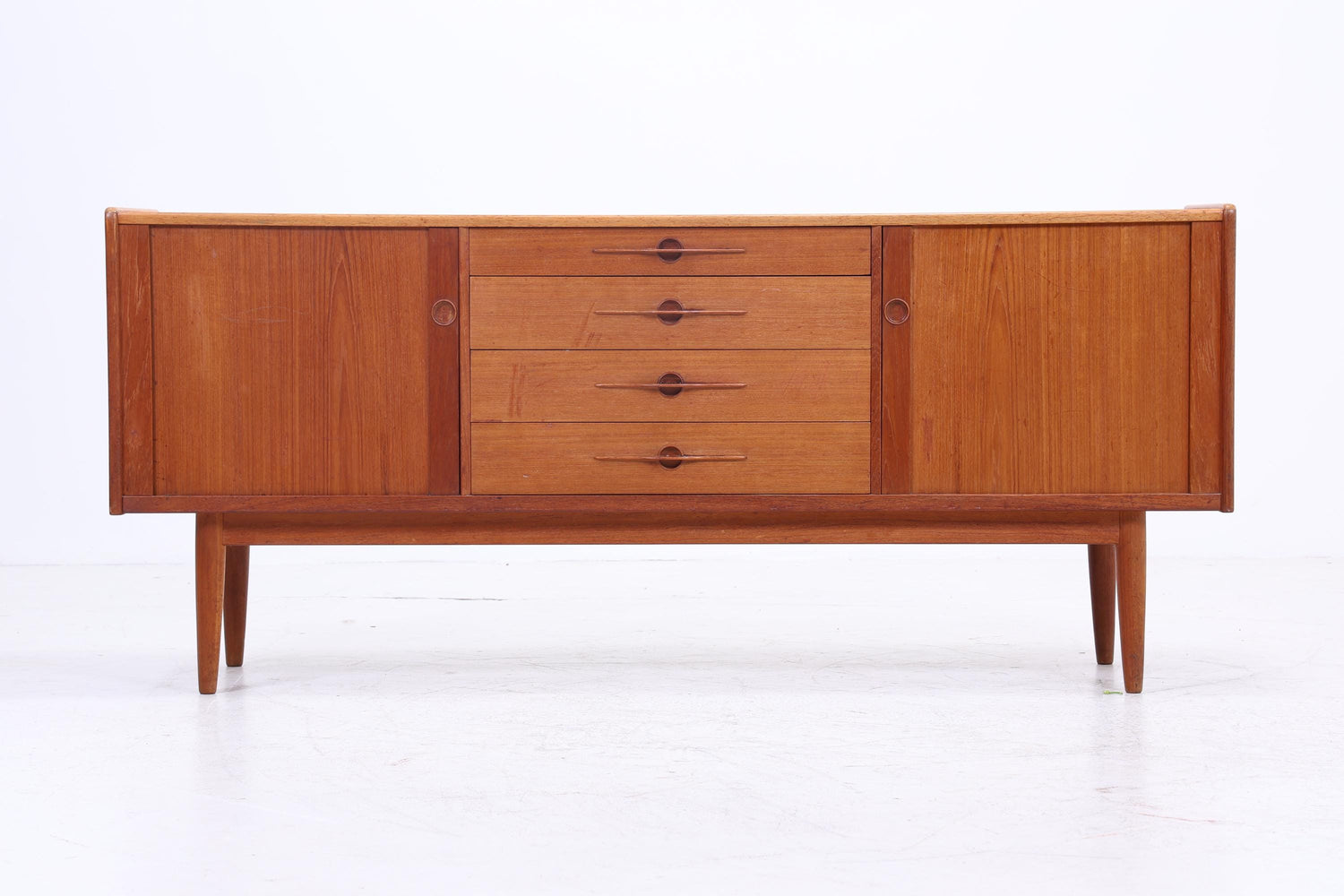 Vintage Teak Sideboard von Harry Ostergaard Lyby Mobler 60er Jahre | Mid Century Anrichte mit Schubladen &amp; Lamellentüren Holz
