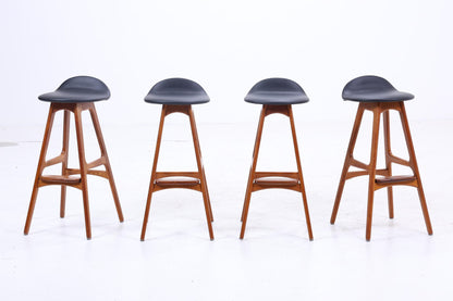 1v4 Vintage Barhocker OD61 von Erik Buch | Mid Century Sitzhocker Leder Oddense Maskinsnedkeri A / S | Retro Barstuhl 60er Danish Design
