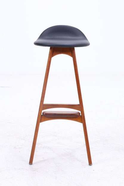 1v4 Vintage Barhocker OD61 von Erik Buch | Mid Century Sitzhocker Leder Oddense Maskinsnedkeri A / S | Retro Barstuhl 60er Danish Design