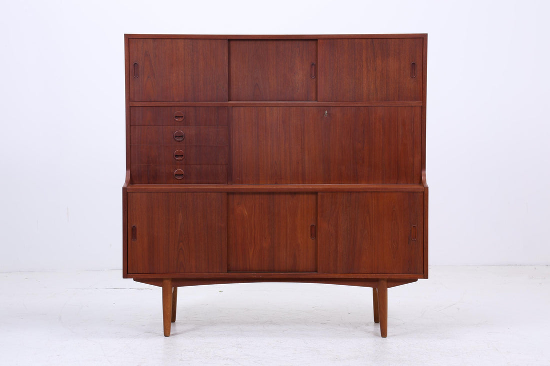 Vintage Teak Regalschrank | Mid Century Schrank Highboard | 60er Barschrank Holz Aufbewahrung