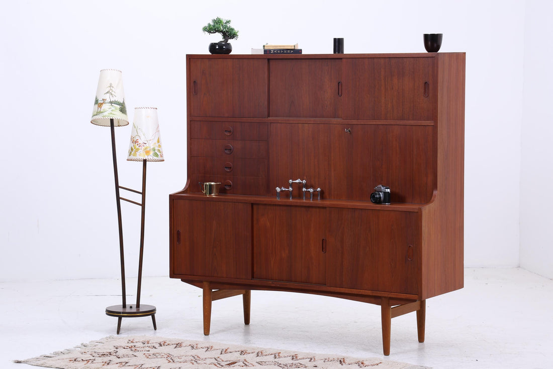 Vintage Teak Regalschrank | Mid Century Schrank Highboard | 60er Barschrank Holz Aufbewahrung