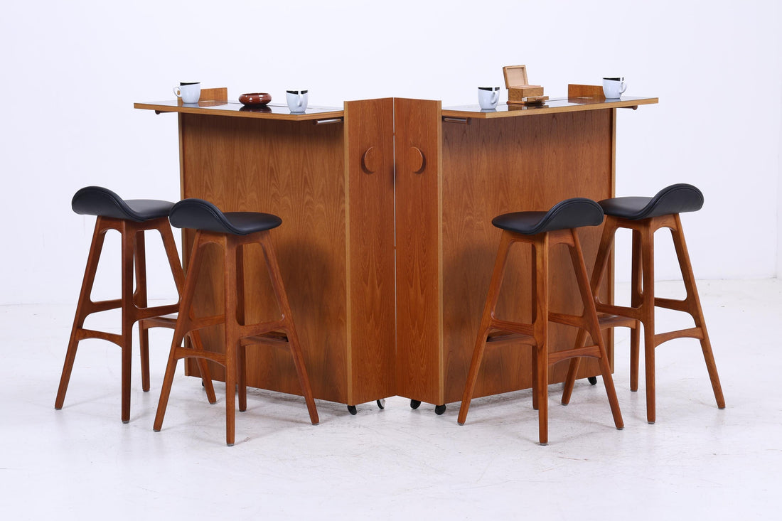 Klappbarer Vintage Teak Barschrank von Johannes Andersen | Mid Century Bar | 60er Retro Rollbar Holz Aufbewahrung Kommode