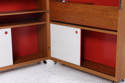 Klappbarer Vintage Teak Barschrank von Johannes Andersen | Mid Century Bar | 60er Retro Rollbar Holz Aufbewahrung Kommode