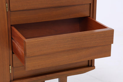 Vintage Nussbaum Sideboard 60er Jahre | Mid Century TV Board mit Schubladen &amp; Fächern Holz Aufbewahrung Anrichte