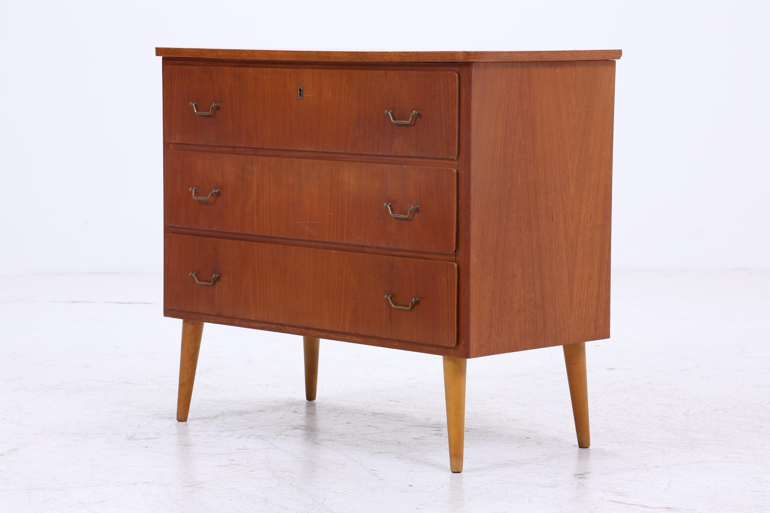 Vintage Teak Kommode  | Mid Century Schubladen Schrank Holz Aufbewahrung 60er Jahre