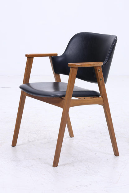 Vintage Teak Stuhl von Erik Kirkegaard für Glostrup | Mid Century Leder Stuhl 60er Jahre | Küchenstuhl