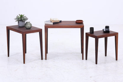 Vintage Satztische von Severin Hansen für Haslev Møbelsnedkeri 60er Jahre | Mid Century Couchtische | 3 Beistelltische 60er Jahre Palisander