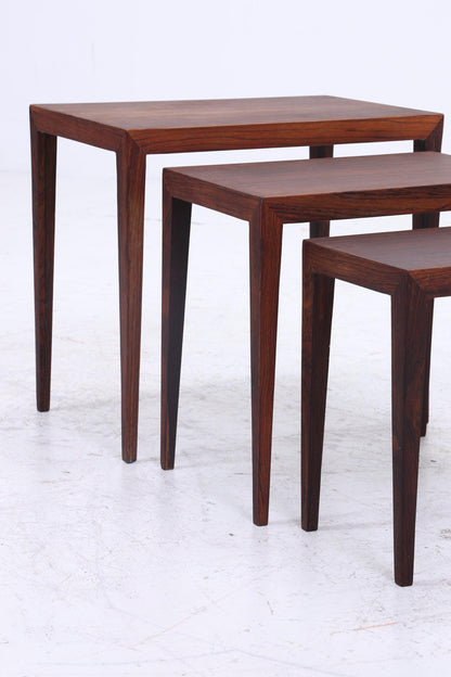 Vintage Satztische von Severin Hansen für Haslev Møbelsnedkeri 60er Jahre | Mid Century Couchtische | 3 Beistelltische 60er Jahre Palisander