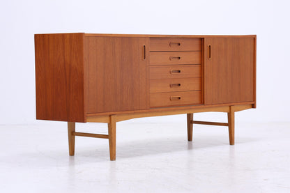 Vintage Teak Sideboard 60er Jahre | Mid Century TV Board mit Schubladen &amp; Schiebetüren Retro Holz Aufbewahrung