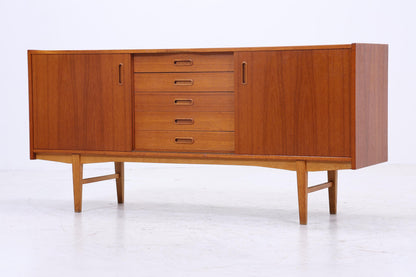 Vintage Teak Sideboard 60er Jahre | Mid Century TV Board mit Schubladen &amp; Schiebetüren Retro Holz Aufbewahrung