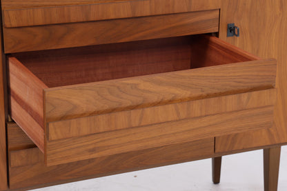 Vintage Nussbaum Sideboard 60er Jahre | Mid Century TV Board mit Schubladen &amp; Fächern Holz Aufbewahrung Anrichte