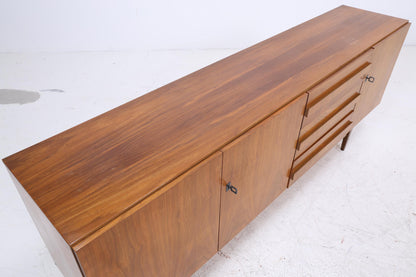 Vintage Nussbaum Sideboard 60er Jahre | Mid Century TV Board mit Schubladen &amp; Fächern Holz Aufbewahrung Anrichte