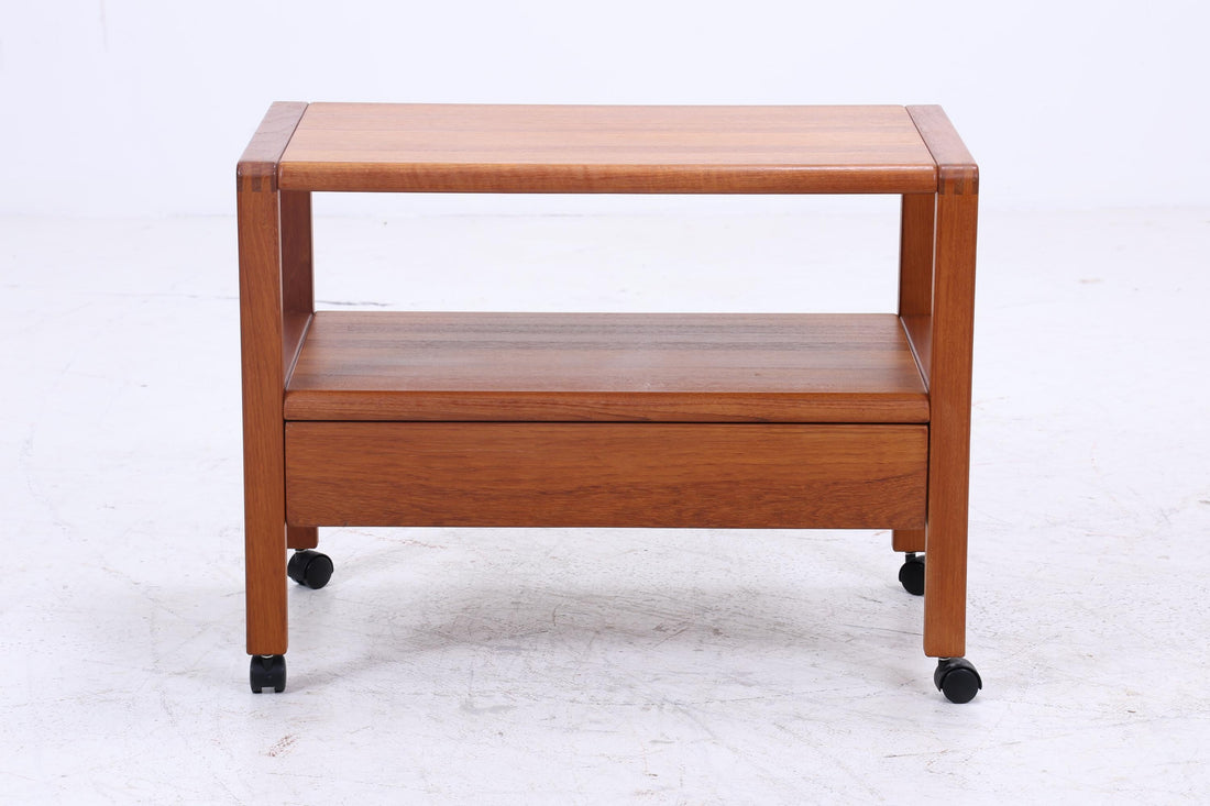 Vintage Teak Servierwagen aus den 60ern | Mid Century Tisch Telefontisch Beistelltisch Retro