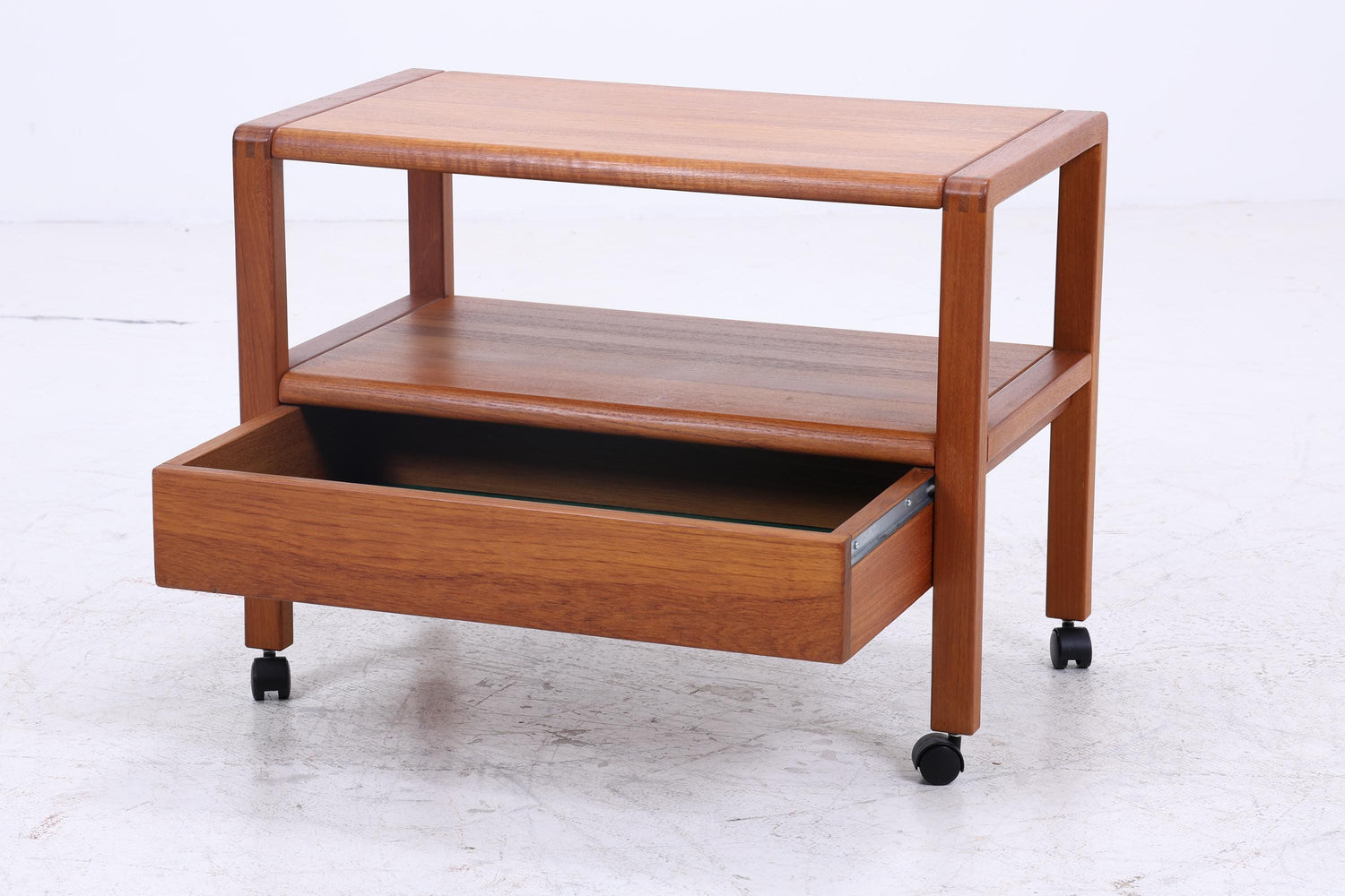 Vintage Teak Servierwagen aus den 60ern | Mid Century Tisch Telefontisch Beistelltisch Retro