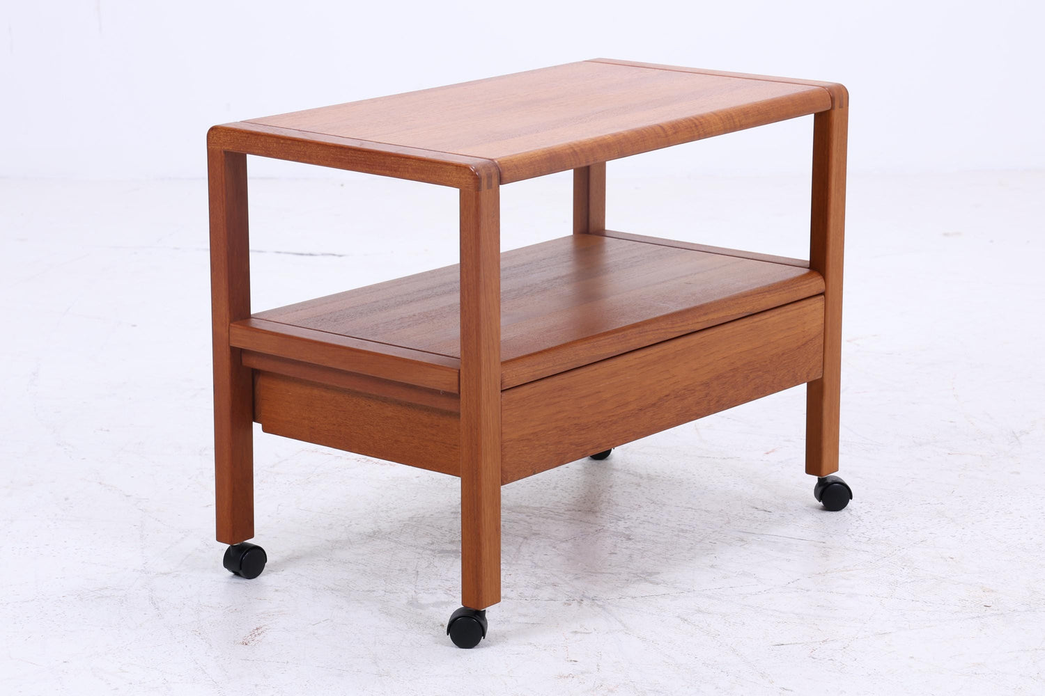 Vintage Teak Servierwagen aus den 60ern | Mid Century Tisch Telefontisch Beistelltisch Retro