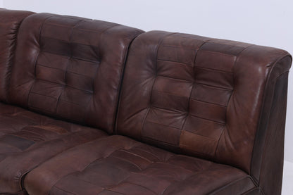 Vintage Modular Leder Sofa von Lemke aus den 70ern | Mid Century Couch Lounge Braun Retro 60er