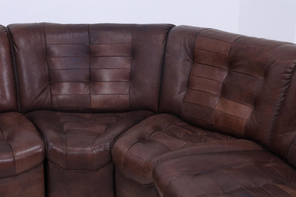 Vintage Modular Leder Sofa von Lemke aus den 70ern | Mid Century Couch Lounge Braun Retro 60er
